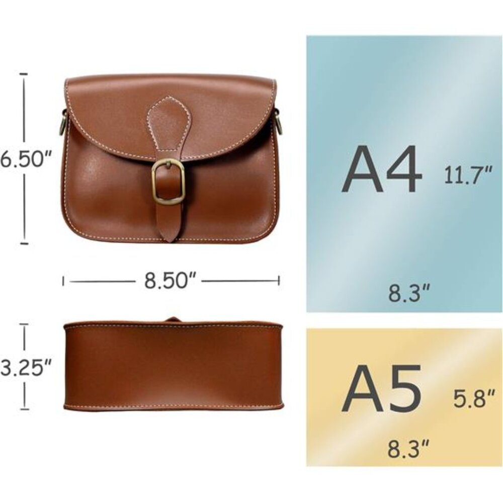 Crossbody Saddle Vegan Leather Bag Small Retro Satchel For Women Vintage Simple - Picture 13 of 14